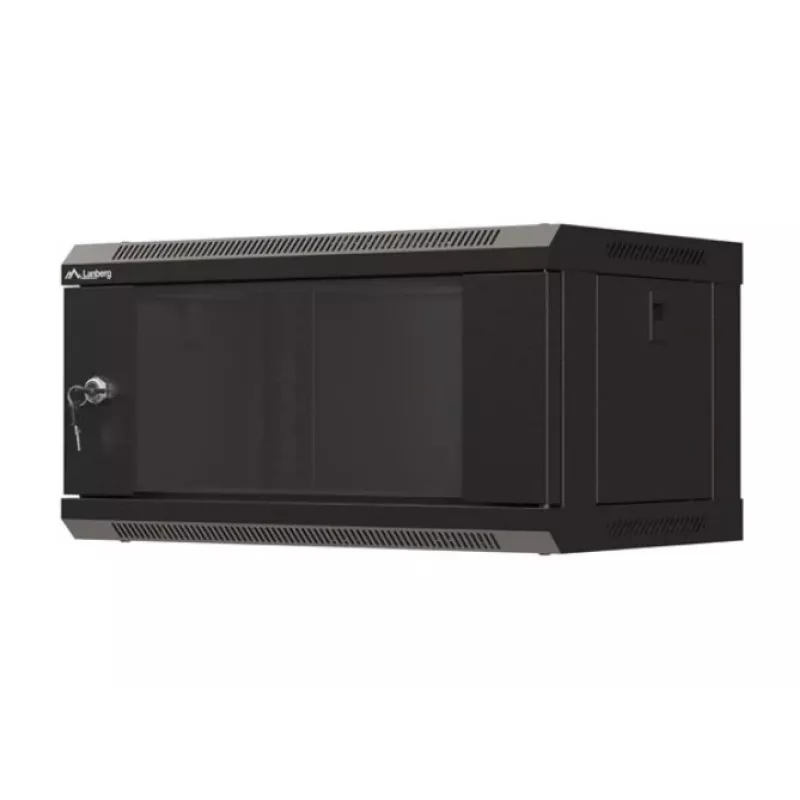 Wall-mounted rack cabinet LANBERG WF03-5304-10B 19 inch 4U black, glass door