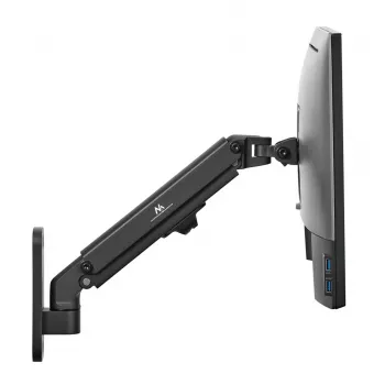 Wall monitor mount MACLEAN MC-458, gas spring adjustable height, single-screen, VESA 75x75–100x100, up to 7 kg, tilt -45°–90°, max reach 35.5 cm