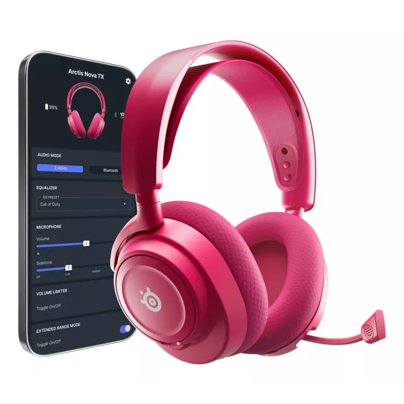 Headset STEELSERIES Arctis Nova 7X Wireless Gen 2 — Wireless Bluetooth, Circumaural, Head-band, 20–20000 Hz, 325 g, Magenta