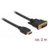 DeLOCK - Video Cable - HDMI / DVI - DVI-D (M) to HDMI (M) - 2,0m - Triple Insulation - Black - Thumbscrews (85654)