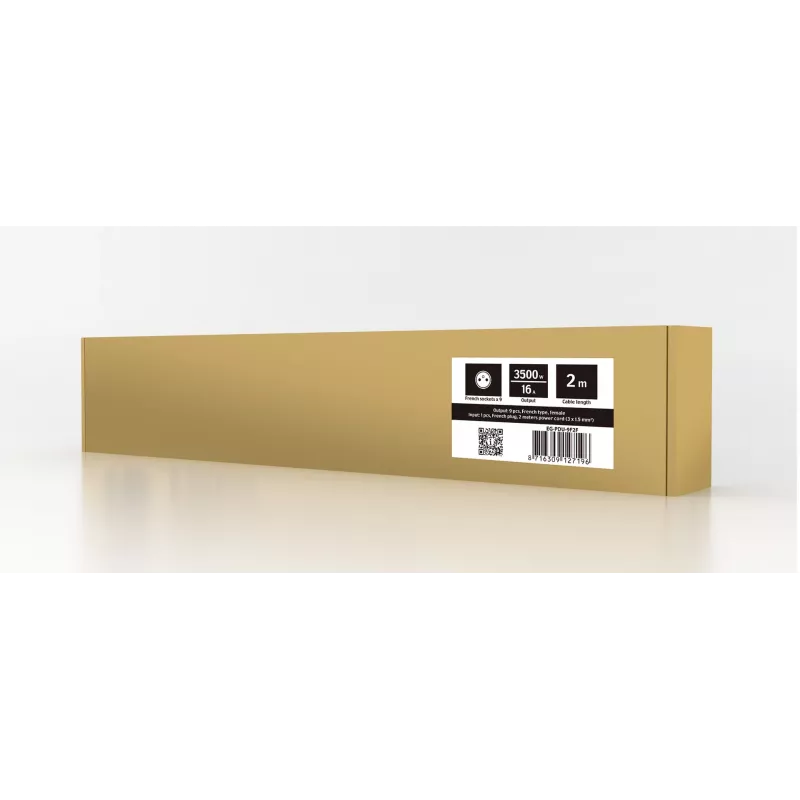 Power distribution unit GEMBIRD EG-PDU-9F2F — 9 French (Type E) sockets, 1U rack, 16A, 2 m cable