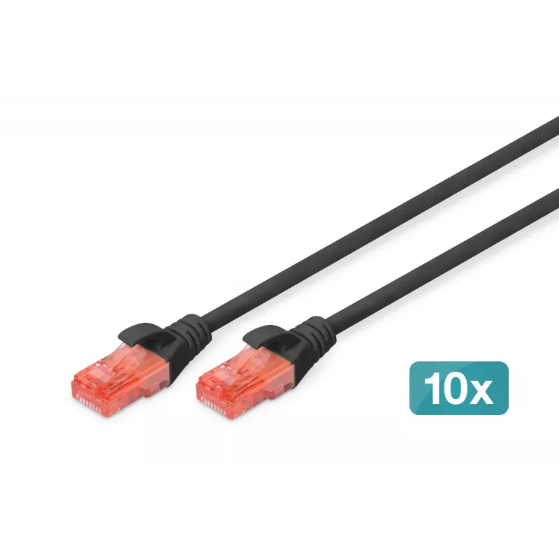 Network Cable Digitus CAT 6 U/UTP 0.5m RJ-45 Black