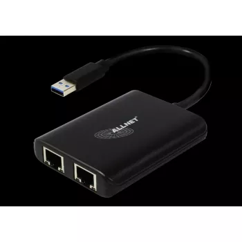 USB 3.0 network adapter ALLNET ALL-NC-2G-102-USB-A with 2x Gigabit Ethernet and 1x USB hub