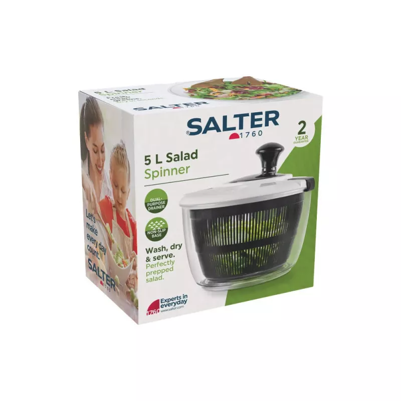 Salter salad spinner BW13899EU7 5 L capacity, BPA-free plastic bowl and basket