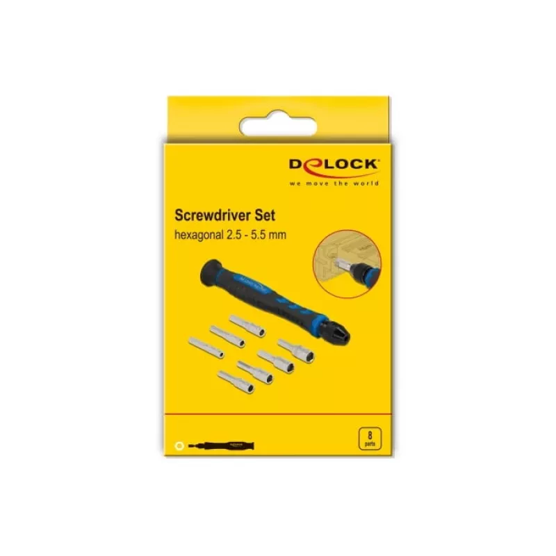 Screwdriver Set DeLOCK 90551 8 pieces external hexagonal hollow shaft 2.5 - 5.5 mm
