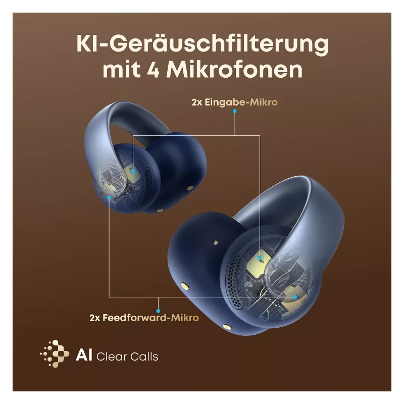 ANKER Soundcore AeroClip blue Open-Ear Clip-Earbuds Hi-Res Sound LDAC NC IP55 KI-gesttzte Telefonate