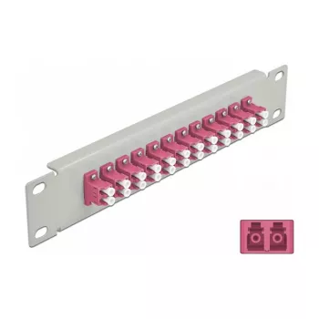 Fiber Optic Patch Panel DeLOCK 10 inch 12 Port LC Duplex Violet 1U Grey