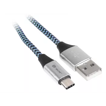 Tracer TRAKBK46266 USB cable USB 2.0 1 m USB C USB A Black Blue Silver