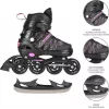 Nils Extreme NH11912 A 2IN1 Skates BLACK/PINK SIZE. S (31-34) With Interchangeable Hockey Skates