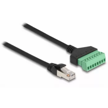 DeLOCK RJ45 Cable Cat.6 plug to Terminal Block Adapter 30 cm Black Green