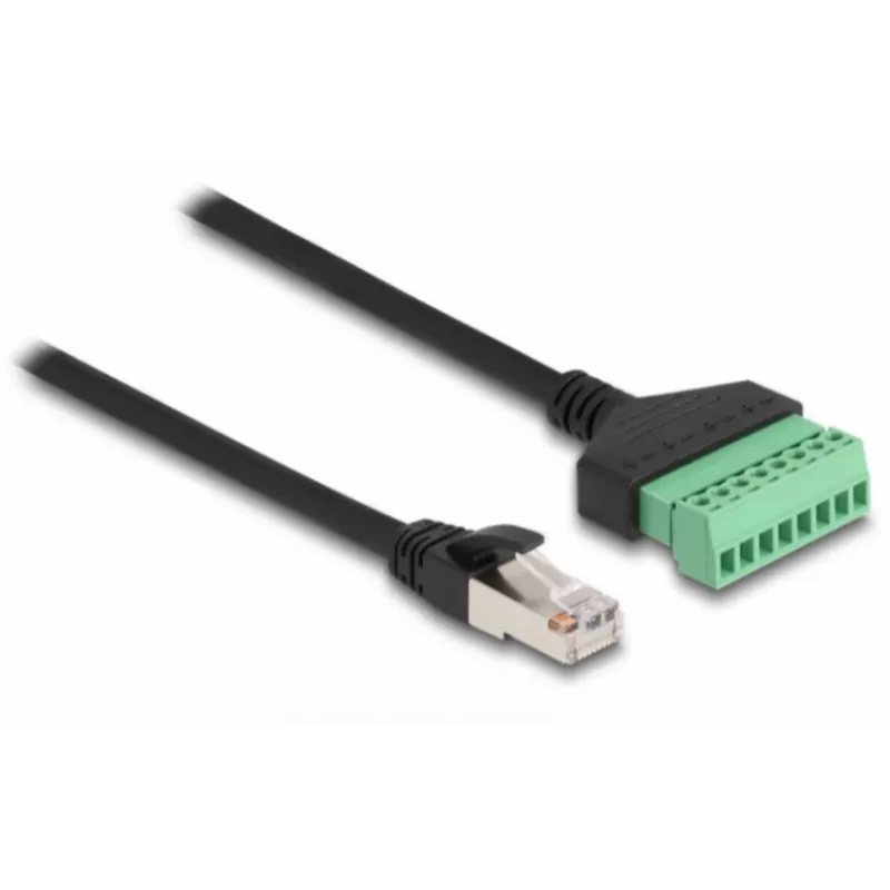 DeLOCK RJ45 Cable Cat.6 plug to Terminal Block Adapter 30 cm Black Green