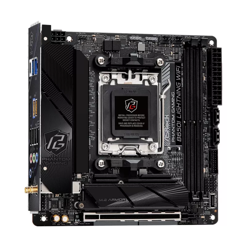 Mini-ITX motherboard ASRock B650I Lightning WiFi — AMD B650, Socket AM5, DDR5, 2 DIMM (max 96 GB), Wi‑Fi 6E, 2.5Gb LAN