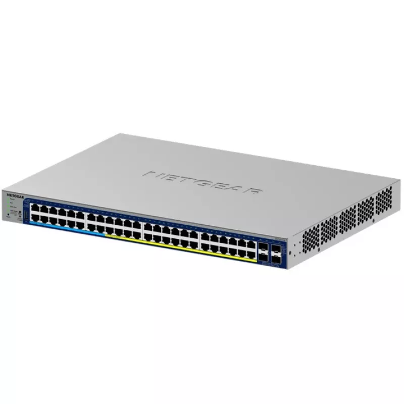 Managed Gigabit PoE Switch NETGEAR GS752TXUP — 48× Gigabit RJ-45, 10G support, 1U rack, 176 Gbit/s switching capacity