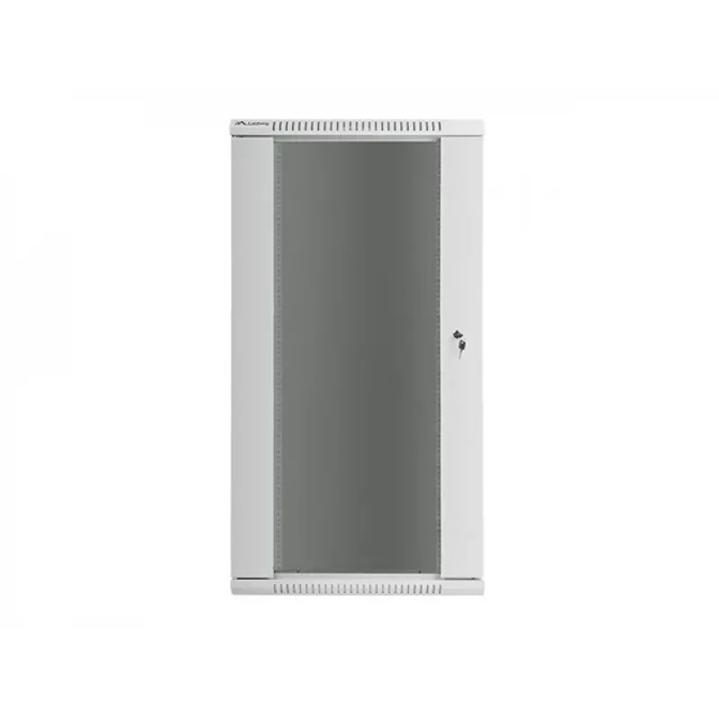 Lanberg WF01-6427-10S 27U 19 inch Wall-Mount Rack Cabinet 600x450mm, Tempered Glass Door, IP20, 60kg Load, White RAL9003, Flat-Pack