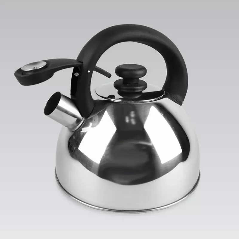 Kettle Maestro MR1302 stainless steel 2.5 L, induction-ready, hinged whistle, black handle