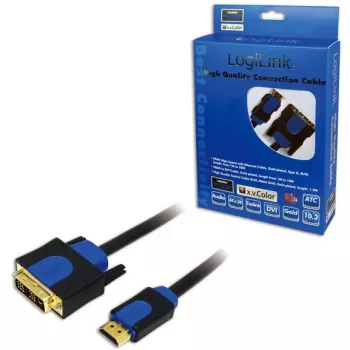 Video Cable Adapter LogiLink CHB3102 2m HDMI DVI-D Black Blue