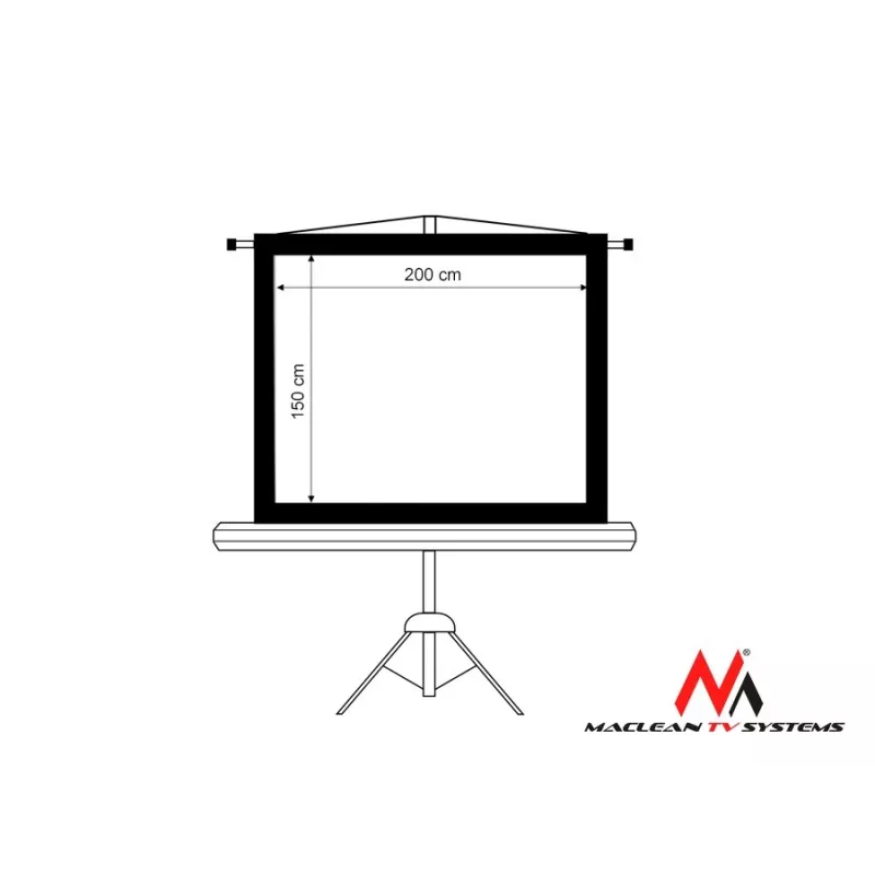 Projection screen tripod stand MACLEAN MC-595 200×150 cm (100 inch) 4:3