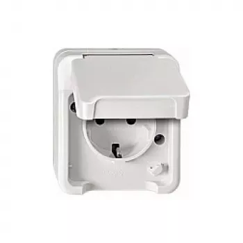 Socket-outlet Merten MEG2300-8019 CEE 7/3, supports CEE 7/4, white, IP44, thermoplastic, 83×73×57 mm