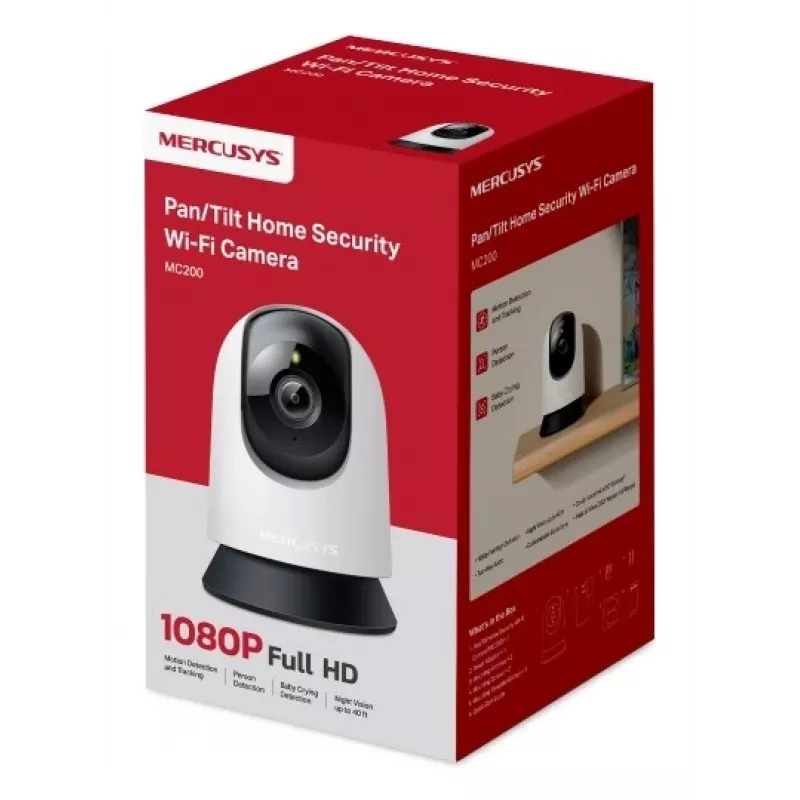 Indoor Surveillance Camera MERCUSYS MC200 Full HD 1080p, 87° FOV, 30 fps, Night Vision 12 m, MicroSD up to 512 GB