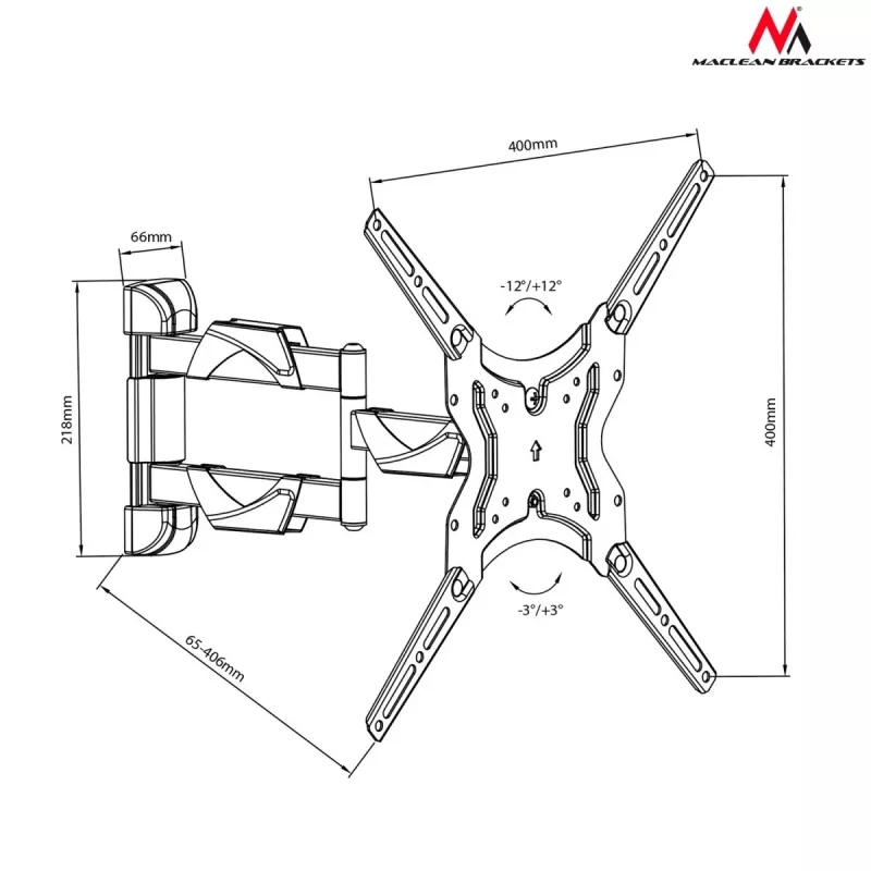 Maclean Mc-743 - Vesa Monitor-/TV Mount, 13-50 Black, 30 Kg