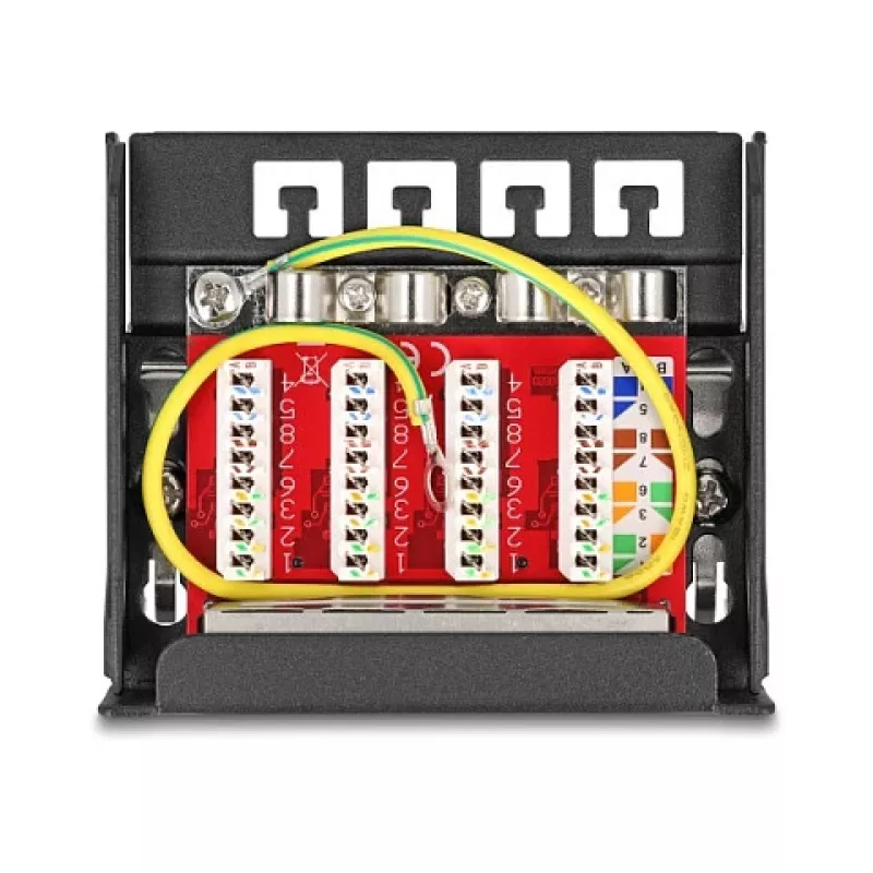 Patch panel DELOCK Mini Desktop RJ45 4-port Cat.6A shielded black, metal, 90×22×93 mm