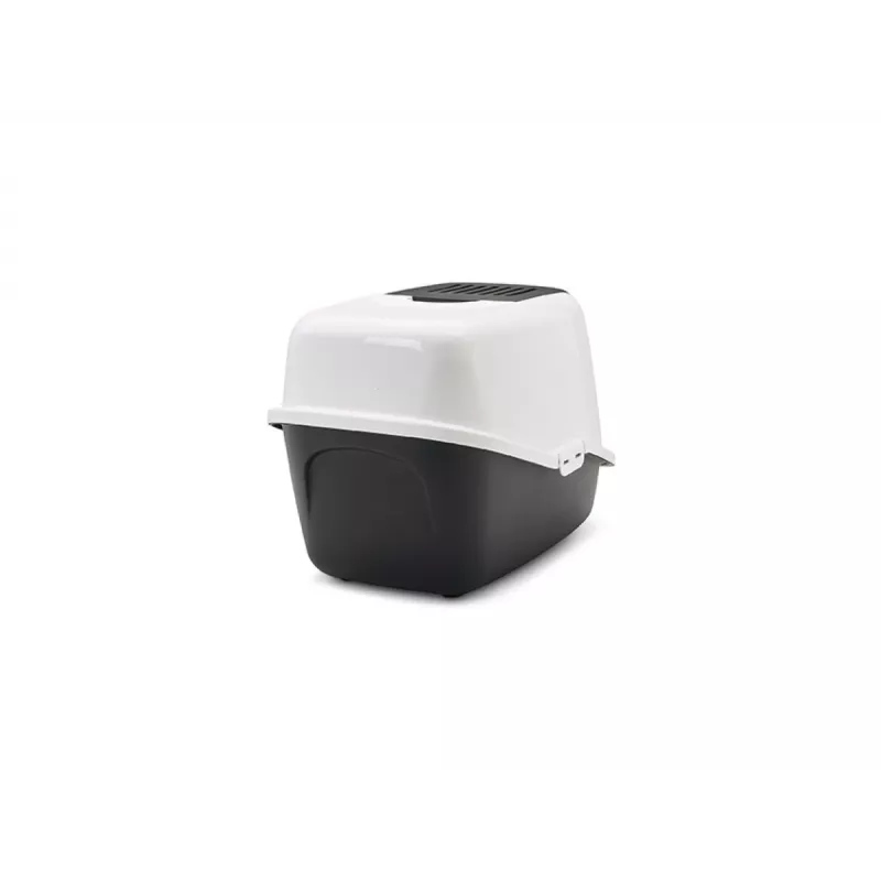 Covered cat litter box Savic Nestor White-Black 56×39×38.5 cm, plastic