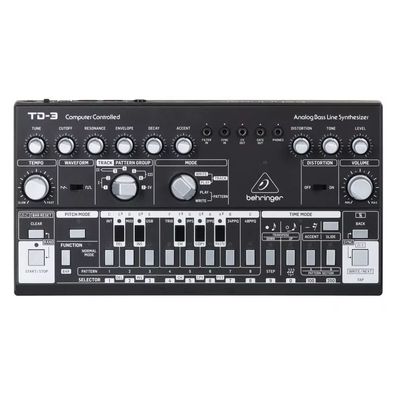 Analog synthesizer Behringer TD-3-SB Black 9V DC