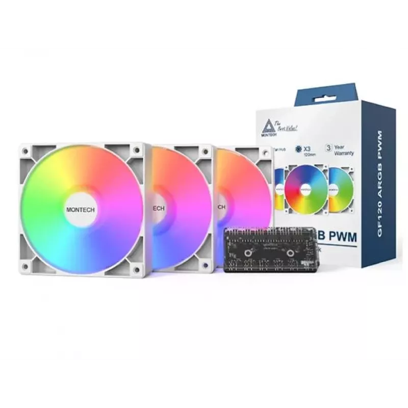 Montech GF120 V2 ARGB Computer case Fan module 12 cm White 3 pc(s)