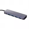 USB hub Unitek P5+ — 5 ports (4 × USB 3.2 Gen 2 Type-A), USB 3.2 Gen 1 host, 5 Gbit/s, 10 W PD, aluminium, grey