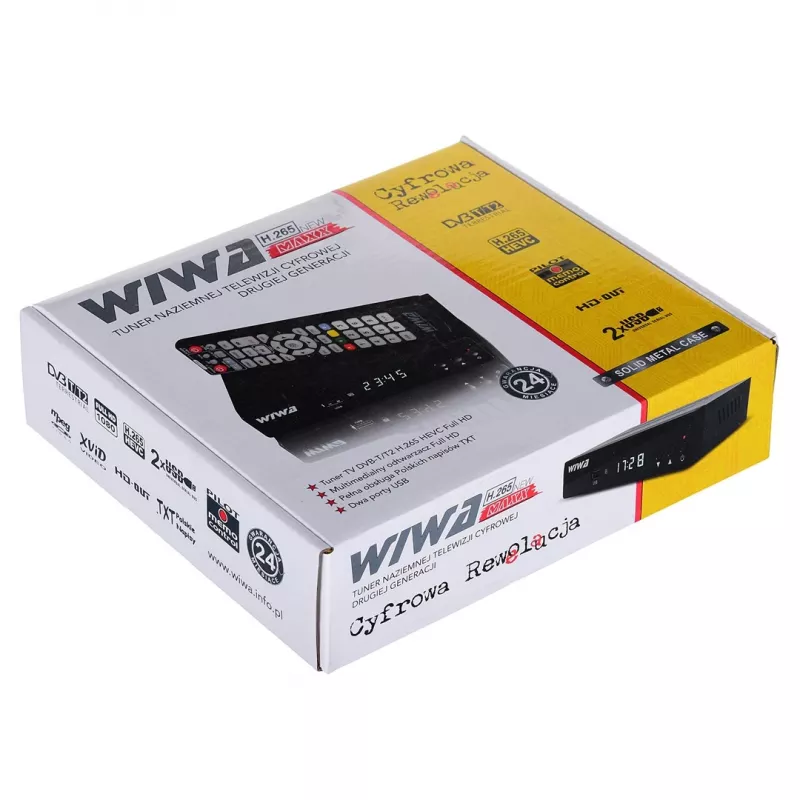 TV tuner WIWA H.265 LITE — DVB-T / DVB-T2 tuner with H.265 support, Full HD, HDMI, USB, SCART
