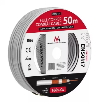 Coaxial cable Maclean MCTV-471 RG-6/U 50 m White