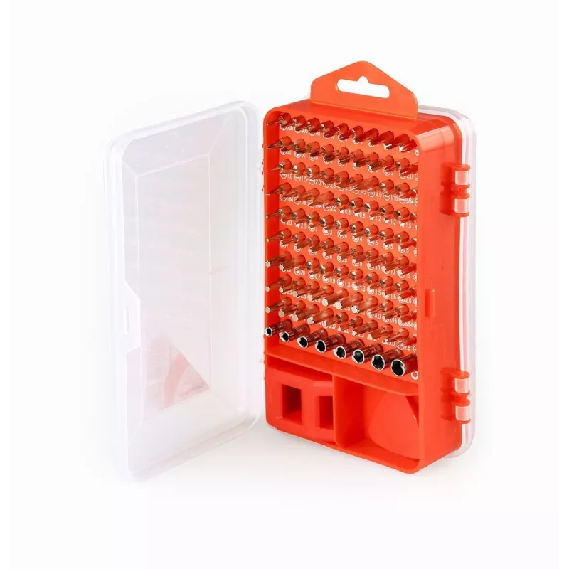 Manual screwdriver set GEMBIRD TK-SD-07 — 90-piece combination screwdrivers and bits, magnetic tips, red carrying case