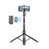 Tripod selfie stick Crong CRGSGU1BLK aluminium Bluetooth with foldable legs and phone mount