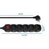 Power extension ESPERANZA ELK215K – 3 m cable, 5 Type E AC outlets, indoor, black