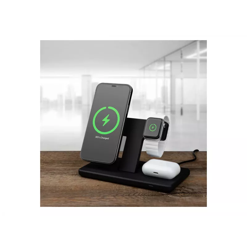 Fixed | MagPowerstation 3-in-1 wireless charging stand with MagSafe mount support | FIXMPOS-BK | Black