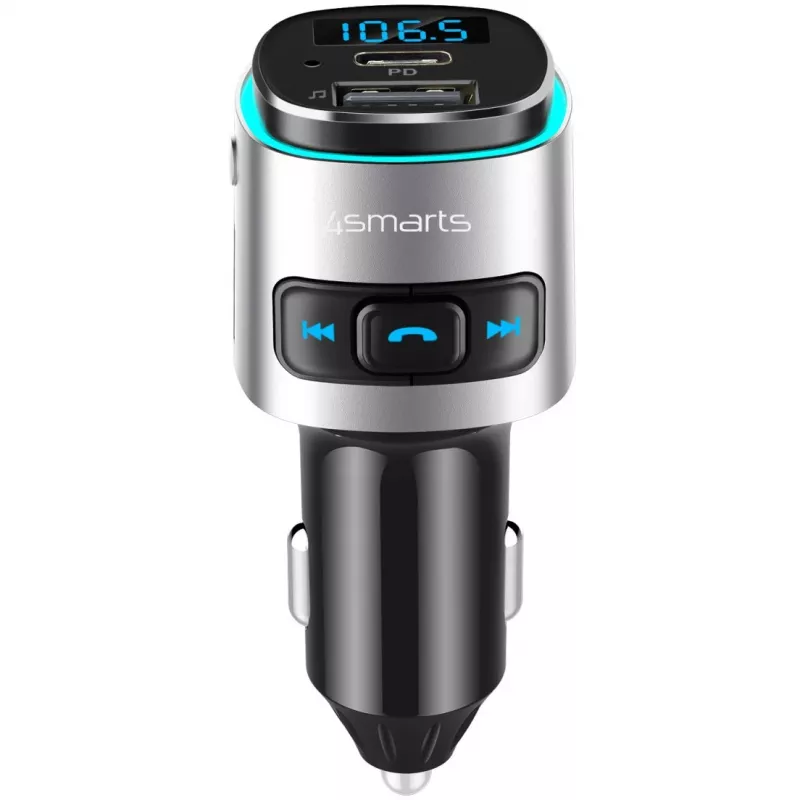 FM transmitter 4smarts 456201 Cigar lighter Black Silver AM FM Bluetooth