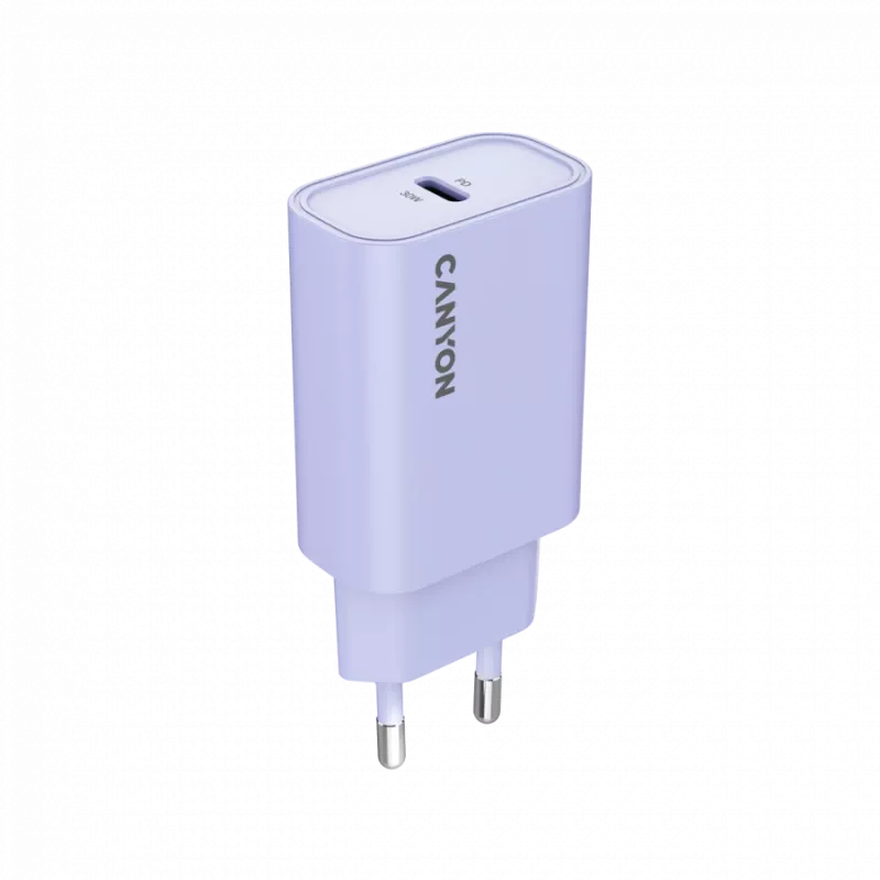 Wall charger CANYON OnCharge 30CL, 30W USB-C PD, 1x PD output, EU plug, Purple