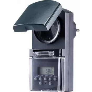 Basetech BT-2106308 Sockets-Timer Switch digital Wochenprogramm 1800 W IP44 Countdown-Funktion, Zufallsfunktion