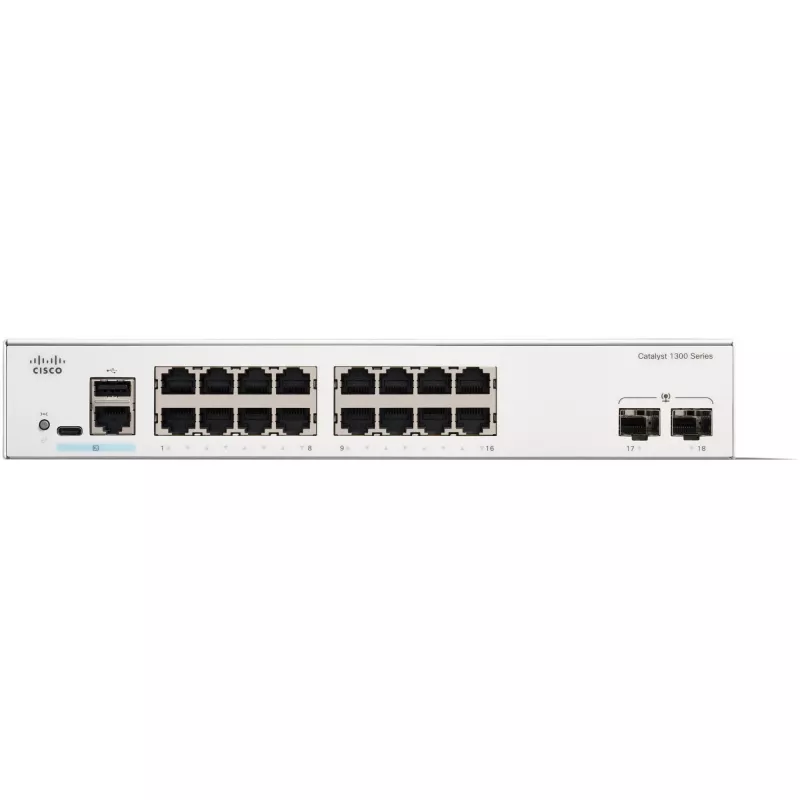 Managed Switch Cisco Catalyst 1300-16T-2G — 16x Gigabit RJ-45, 2x 1GE SFP, L2/L3