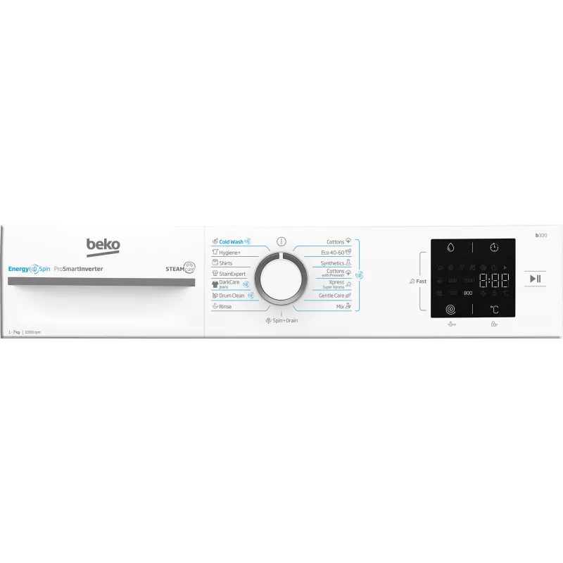 BEKO Washing machine BM3WFSU37013WW, 7 kg, Energy class A, 49.6 cm, 1000 rpm, Inverter motor, Steam Cure