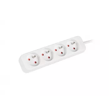 Power strip 1.5m, white, 4 sockets, cable made of solid copper