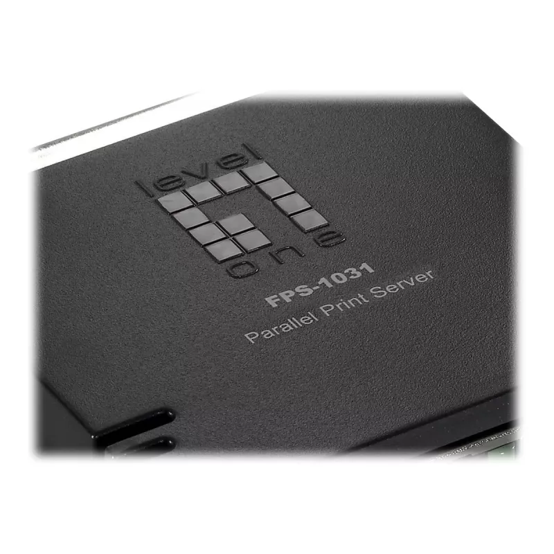 LevelOne Parallel Print Server, Black, Green, Activity, Link, Power, Status, Taiwan, Ethernet LAN, IEEE 802.3, IEEE 802.3u, 10,100 Mbit/s
