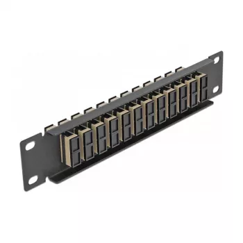 Fiber Optic Patch Panel DeLOCK 10 inch 12 Port SC Duplex Beige 1U Black
