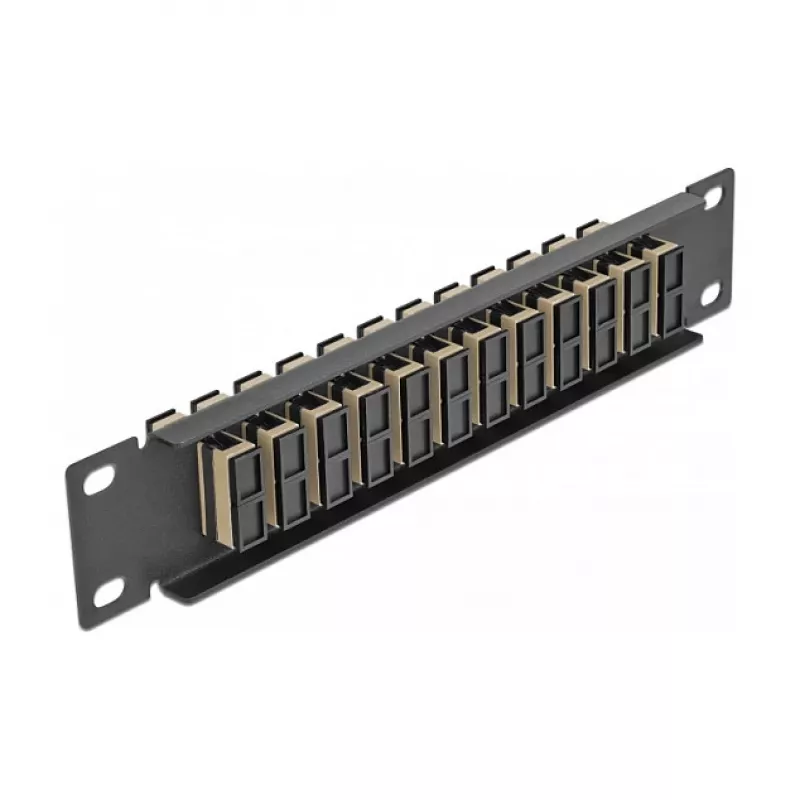 Fiber Optic Patch Panel DeLOCK 10 inch 12 Port SC Duplex Beige 1U Black