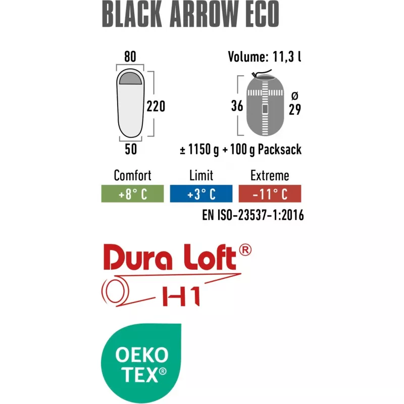 mummy sleeping bag Black Arrow ECO (Dark Green/Red)