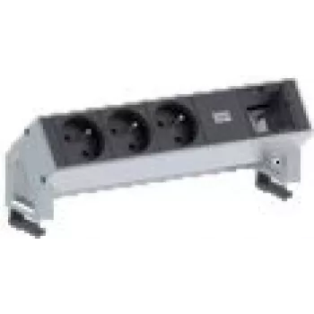 Bachmann DESK 2 power extension 0.2 m 3 AC outlets Black White