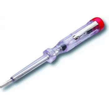 Voltage tester screwdriver Cimco 111320 — insulated tester, 12.5 cm, chrome/red/transparent