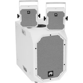 Active Speaker Set Omnitronic BOB-10A ws with 2x BOB-4 ws – powered main BOB-10A and two satellite BOB-4, compact active PA speakers