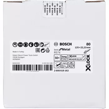 Grinding disc Bosch X-LOCK R574 Best for Metal 125 mm K 80, abrasive wheel for metal