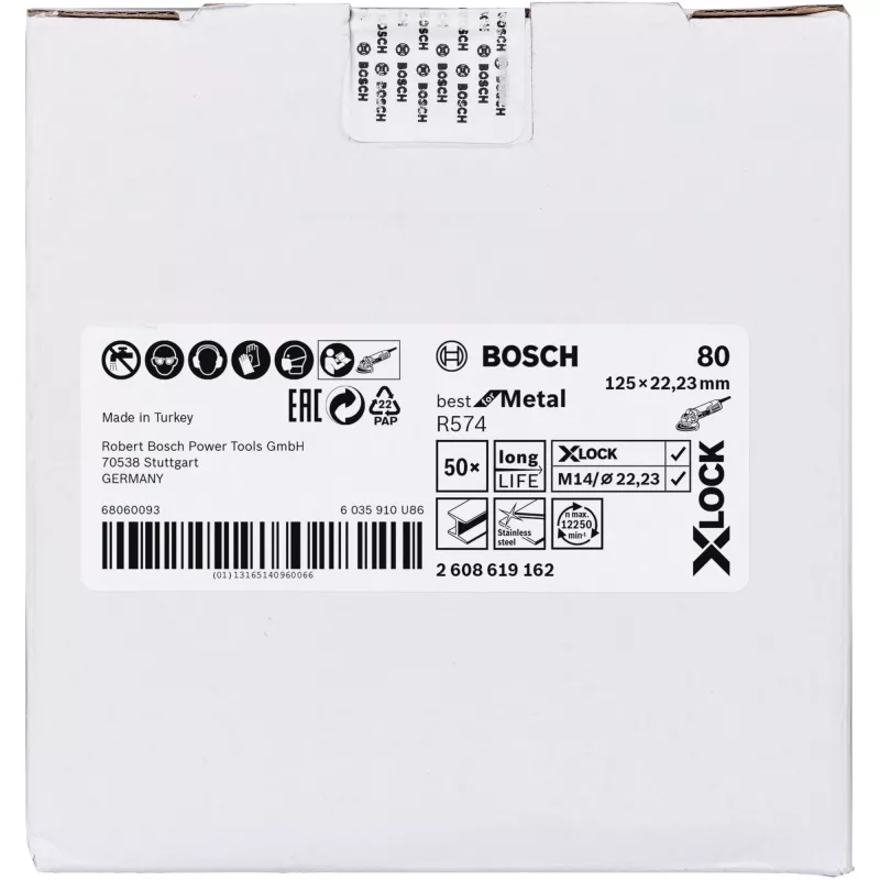 Grinding disc Bosch X-LOCK R574 Best for Metal 125 mm K 80, abrasive wheel for metal